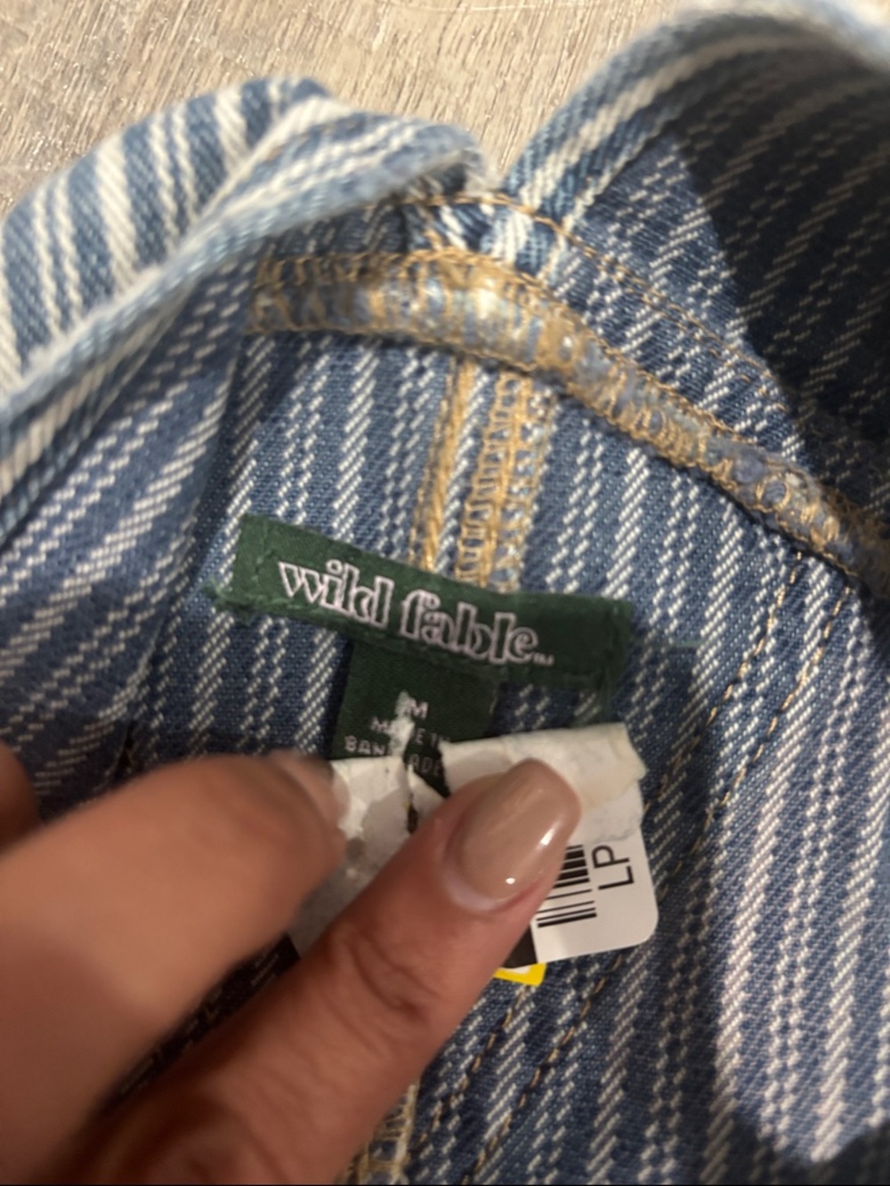 wild fable Light Blue & White Striped Denim Overalls - Picture 3 of 6